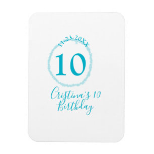 Türkis. Runder Glitzer 10. Geburtstag kühl Magnet