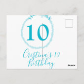 Türkis. Runder Glitzer 10. Geburtstag kühl Postkarte (Rückseite)