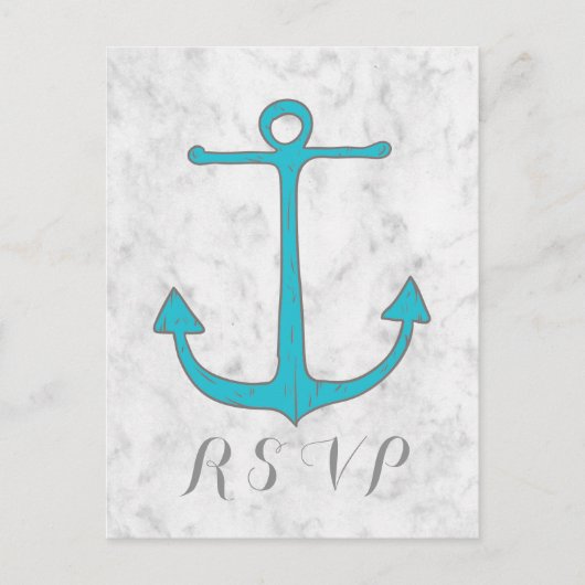 Türkis Rustic Anchor Wedding RSVP Postcard Einladungspostkarte (Vorderseite)
