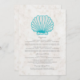 Türkis Rustic Seashell Hochzeitsinformationen Einladung
