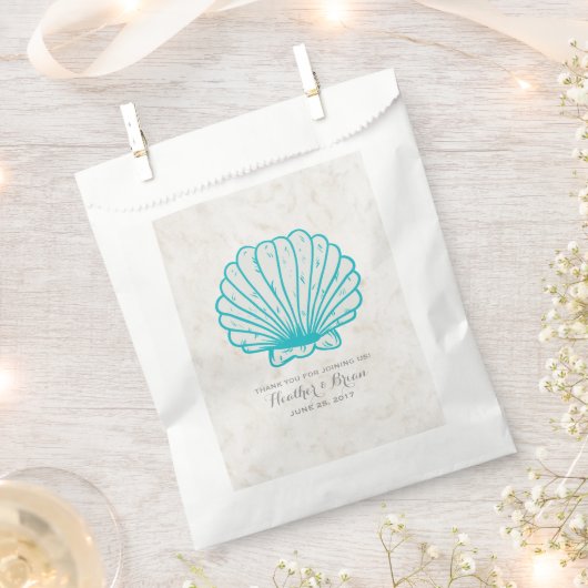 Türkis Rustic Seashell Wedding Geschenktütchen (Ausgeschnitten)