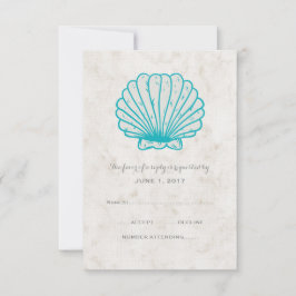 Türkis Rustic Seashell Wedding RSVP Card