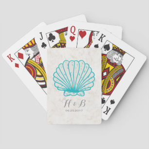 Türkis Rustic Seashell Wedding Spielkarten
