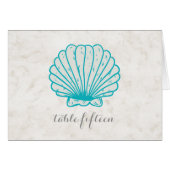 Türkis Rustic Seashell Wedding Tischnummer (Vorderseite (Horizontal))