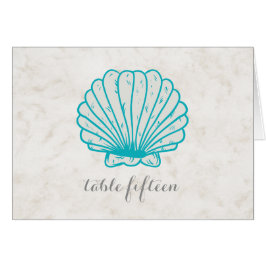 Türkis Rustic Seashell Wedding Tischnummer