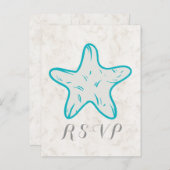 Türkis Rustic Starfish Wedding RSVP Postcard Einladungspostkarte (Vorne/Hinten)