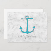 Türkis Rustikale AnkerTischnummer Postkarte (Vorne/Hinten)