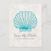 Türkis Rustikale Seashell Save the Date Postkarte (Vorderseite)