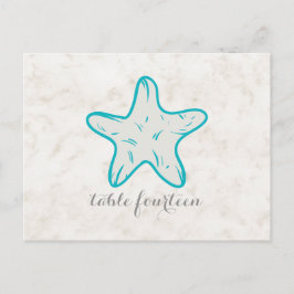 Türkis Rustikale Starfish Tischnummer Postkarte
