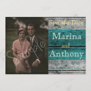 Türkis Rustikaler Schlag Save the Date Nr. 1