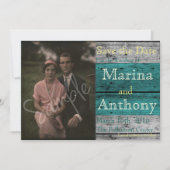 Türkis Rustikaler Schlag Save the Date Nr. 1 (Vorderseite)