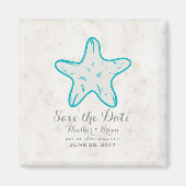 Türkis Rustikaler Starfish Save the Date Magnet (Vorne)