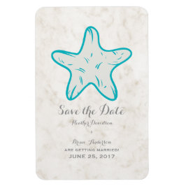 Türkis Rustikaler Starfish Save the Date Magnet