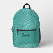 Türkis Safari Print Bedruckter Rucksack (Vorderseite)