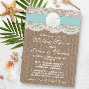 Türkis Sand Dollar Beach Wedeldusche Einladung