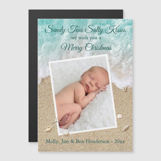 Türkis Sandy Toes Salty Kisses Frohe Weihnachten Magnetkarte (Vorne/Hinten)