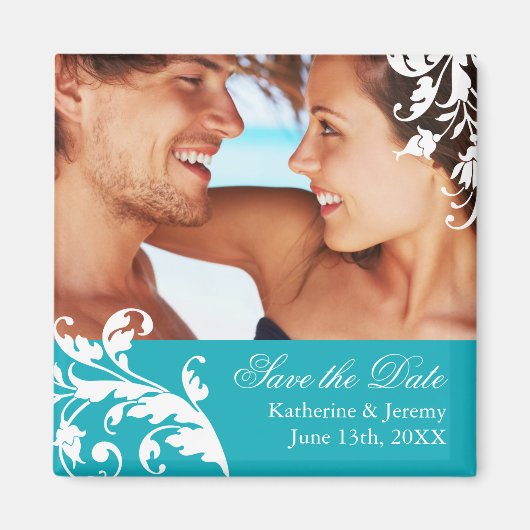Türkis Save the Date Wedding Magnet (Vorne)