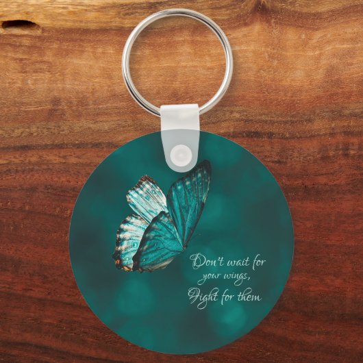 Türkis-Schmetterling-Schlüsselanhänger Schlüsselanhänger (Vorderseite)