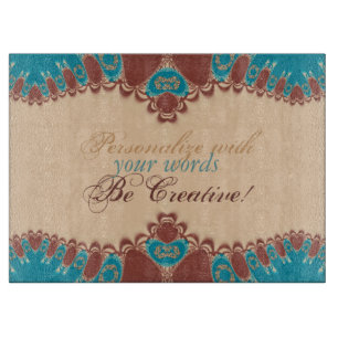 Türkis + Schokoladen-Lace-Streifen mit individuell Schneidebrett