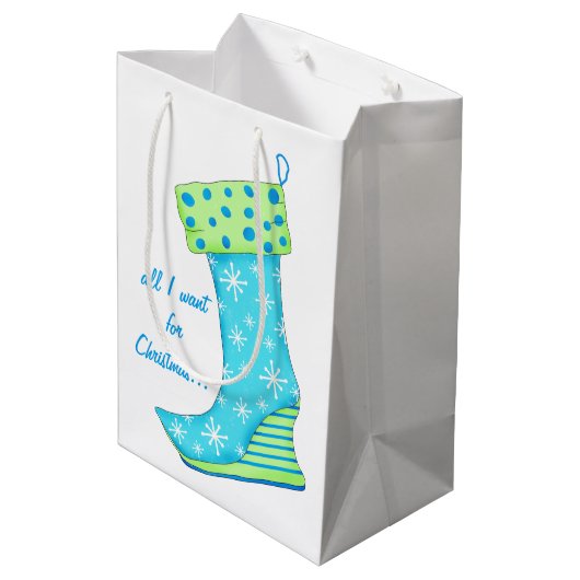 Türkis-Schuh-Liebhaber aller will ich Mittlere Geschenktüte (Rückseite Schrägansicht)