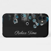 Türkis-schwarz als Steine-Monogramm-Telefongehäuse Case-Mate iPhone Hülle (Rückseite (Horizontal))