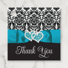 Türkis, Schwarz-Damast-Liebe Hört Hochzeit Geschenkanhänger