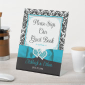 Türkis, Schwarz-Damast-Liebe Hört Hochzeit Sockelschild (In SItu)