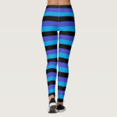 Türkis, Schwarz und Blau Streifen Leggings (Rückseite)