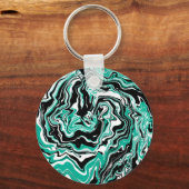 Türkis, schwarz und weiß Marmorfliesen Kunst Schlüsselanhänger (Vorderseite)