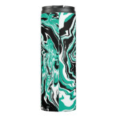 Türkis, schwarz und weiß Marmorfliesen Kunst Thermosbecher (Rückseite)