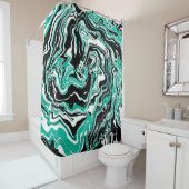 Türkis, Schwarz und Weiß Wirbel Marmor Duschvorhang (Beispiel)