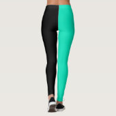 Türkis Schwarz Zwei-Tone-Split Halbdesign Leggings (Rückseite)