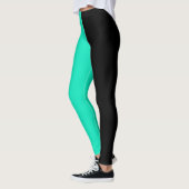 Türkis Schwarz Zwei-Tone-Split Halbdesign Leggings (Links)