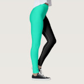 Türkis Schwarz Zwei-Tone-Split Halbdesign Leggings (Rechts)