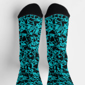 Türkis schwarzes Dreieckmuster Socken (Oben)