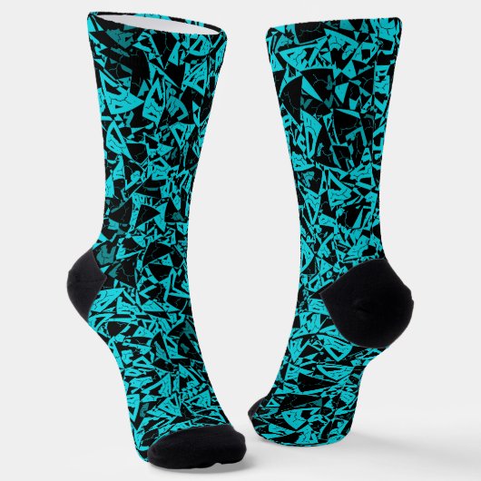 Türkis schwarzes Dreieckmuster Socken (Gewinkelt)