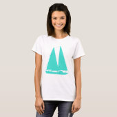 Türkis-SeeSegelboot T-Shirt (Vorne ganz)