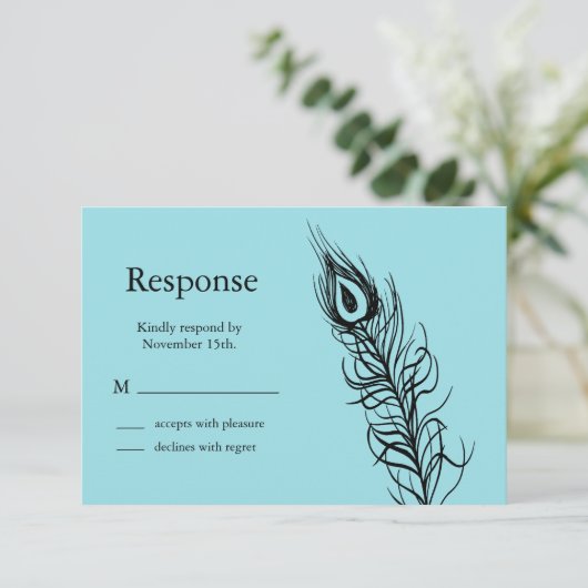 Türkis Shake deinen Schwanz Feathers UAWG RSVP Karte (Stehend Vorderseite)