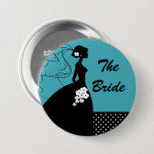 Türkis-Silhouette-Braut-Brautparty-Knopf Button (Vorne & Hinten)