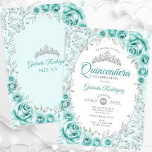 Türkis Silver Floral Quinceanera
