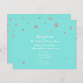 Türkis & Silver Glitzer Confetti Empfang Begleitkarte (Vorne/Hinten)