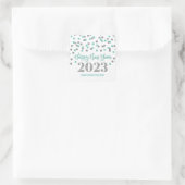 Türkis Silver Happy New Year 2023 Quadratischer Aufkleber (Tasche)