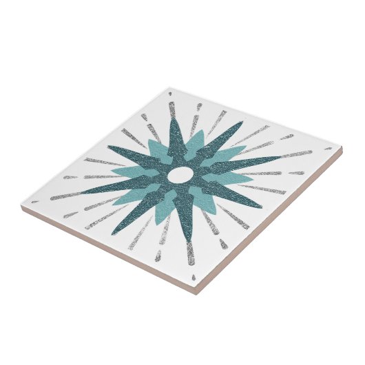 Türkis & Silver Sternexplosion Fliese (Seite)