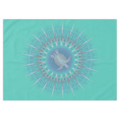 Türkis Silver Turtle Mandala Tischdecke (Vorderseite (Horizontal))