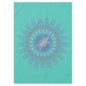 Türkis Silver Turtle Mandala Tischdecke (Vorderseite)