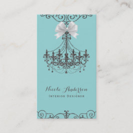 Türkis Silver White Bow Vintag Glam Designer Visitenkarte