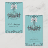 Türkis Silver White Bow Vintag Glam Designer Visitenkarte (Vorne/Hinten)