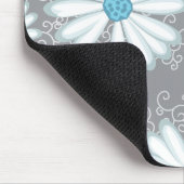 Türkis Silver White Wild Daisy Floral Muster Mousepad (Ecke)