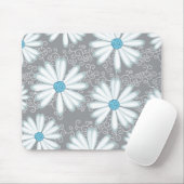 Türkis Silver White Wild Daisy Floral Muster Mousepad (Mit Mouse)