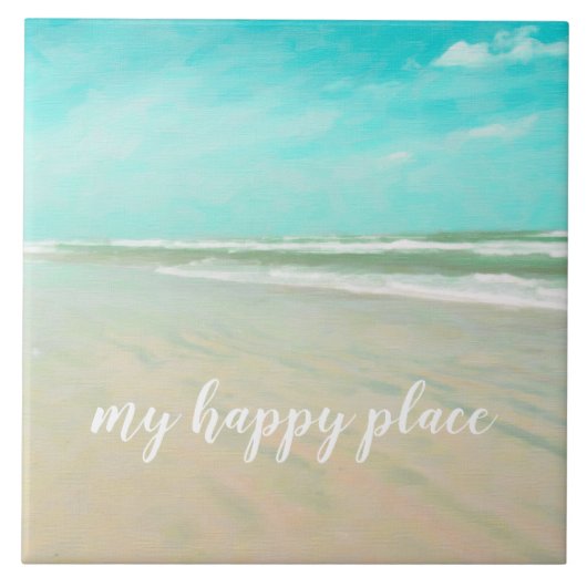 Türkis Sky Beach Seascape Fliese (Vorderseite)